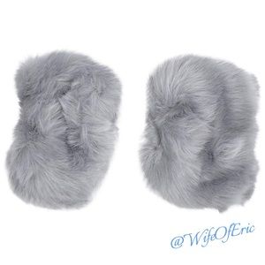 Faux Fur Wrist Cuffs in Silver Gray